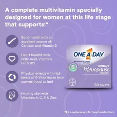 One A Day Women's Menopause Multivitamin with Vitamin A, C, D, E, Zinc &ndash; 50 Count for Immune Health & Bone Support