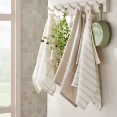 3pk Kitchen Towels Light Gray - Figmint&trade;: Cotton Stripe Dish Towels, OEKO-TEX Certified, 28"x18", Easter Decor