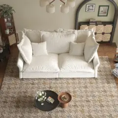 CAVINAS Modern Upholstered Loveseat Sofa, Deep Seat Couches with Multiple Large Soft Pillows, Convertible Deep Seat Chaise Longue, Cloud Couch Sofa