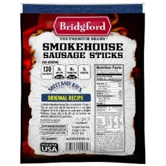 Bridgford Sweet Baby Ray&rsquo;s Smokehouse Sausage Sticks Original 5 oz - High Protein Smoked Sausage Sticks for Your Dietary Preferences