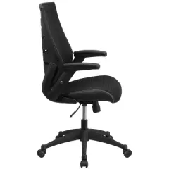 Designer Mesh High Back Executive Swivel Ergonomic Office Chair with Flip Up Arms Black - Flash Furniture