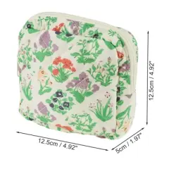 Unique Bargains Lady Portable Square Lipstick Bag Beige Green 1 Pc