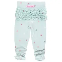 RuffleButts Sweet Hearts Knit Ruched Bow Leggings
