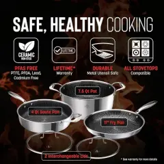 Hell's Kitchen PFAS-Free Hybrid 5 Piece Cookware Set