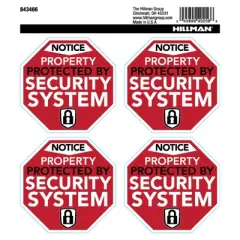 Hillman English Red Security Decal 6 in. H X 6 in. W - Case of 6
