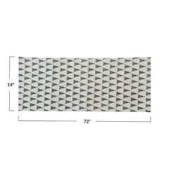 Storied Home Stonewashed Cotton Printed Table Runner with Christmas Tree Pattern, Natural, Green and Red