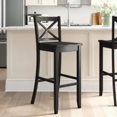 30" Torino X Back Wood Barstool - Black - Linon