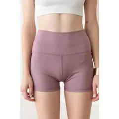 Slickblue Women's High Waist 3" Biker Shorts, Solid Color, Tapered Waist, Activewear, Size M, Mauve