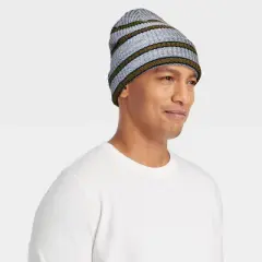 Men's Retro Striped Beanie - Goodfellow & Co&trade; Gray
