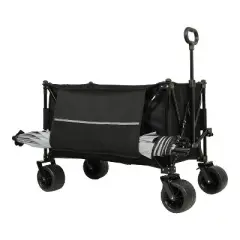 Gulches Collapsible Foldable Extended Wagon with Canopy - 480lbs Capacity, Heavy Duty Utility Cart with All-Terrain Wheels, Black with Mosquito Net