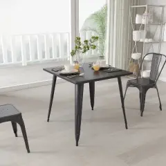 Merrick Lane Baird 31.75" Square Metal Dining Table for Indoor and Outdoor Use