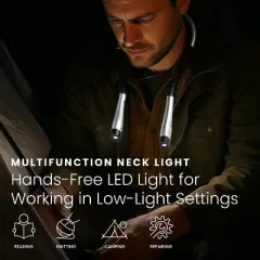 HOM Multifunction Neck Light - Wearable Reading Light for Arts, Crafts & Working in Low-Light Settigs - Rechargeable Dual LED with 3 Lighting Modes