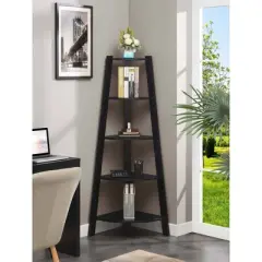 62" Newport 5 Tier Wide Corner Bookcase - Breighton Home