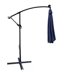 NicBex 10FT Pool Outdoor Waterproof Umbrella LED Patio Cantilever Umbrellas with Crank and Cross Base for Garden, Pool, Backyard, Patio