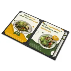 WeChef 5 Pack Menu Covers 8.5 x 11" 4 Views Faux Leather Cafe Restaurant Bars Black