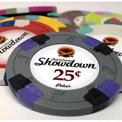Slickblue 25-Pack Showdown 13.5g Poker Chips, Clay Composite, Sword & Spade Mold, Two-Tone Edge, $0.25-$25,000