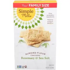 Simple Mills Almond Flour Crackers Rosemary & Sea Salt - Case of 6 - 7 oz