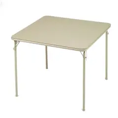 MECO 084U09.831 Sudden Comfort Indoor/Outdoor 34 x 34 Inch Square Steel Metal Folding Dining Card Table, Buff
