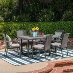 Westley 7pc Wicker Patio Dining Set - Gray - Christopher Knight Home