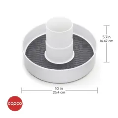 Copco 10-Inch Multi-Compartment Storage Turntable with Non-Skid Liner & Soft Base - 2-Section Divided Lazy Susan Organizer