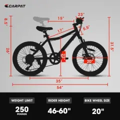 Mocamel  20 Inch Kids' Bike, Boys Girls Mountain Bike Ages 6-12, 7 Speed Teenager Children Kids' Bicycles