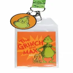 Dr. Seuss GRINCH And Max ID Badge Holder Lanyard w/ 1.5" Logo Rubber Pendant Green