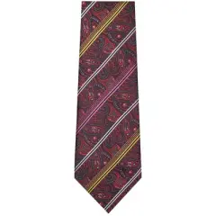 TheDapperTie Men's Burgundy, Pink, Yellow And White Paisley Necktie with Hanky