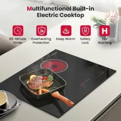 GASLAND PRO CH1212BF 21 Inches 2 Burners Built-in Ceramic Electric Cooktop, ETL , 240 V 3700 W, Touch Control