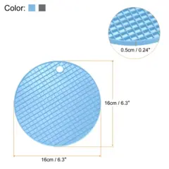 Unique Bargains Silicone Heat Resistant Non-Slip Flexible Trivet Mats Light Blue, Deep Gray 2 Pcs