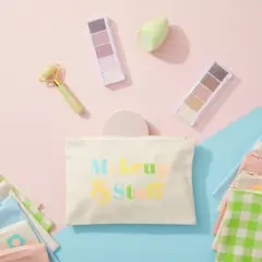 12 Pack Rainbow Pastel Canvas Makeup Bags for Women with Zipper, 4 Colors and 6 Designs (8 x 6 In)