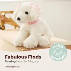 Bearington Sassy Plush Stuffed Animal for kids, White Puppy Dog 10 inches, For Ages 3-14