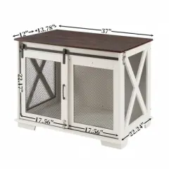 SEVOBAL Farmhouse Dog Cage Crate Furniture with Sliding Barn Door, Farmhouse Wooden Dog Kennel, Multicolored (37"*22.24"*22.17")