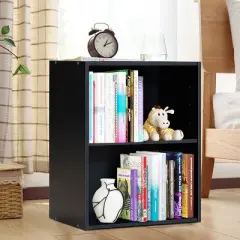 Tangkula 2-Tier Storage Night Stand Open Display Shelf MDF End Table