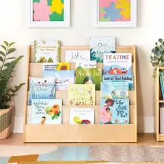 Guidecraft EdQ Book Display for Kids:  Wooden Montessori Bookshelf | 5-Tier Kids Bookcase for Preschool, Playroom, Nursery, Classroom Furniture