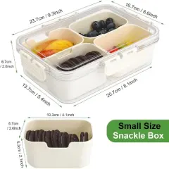 Attop 4 Compartment Snack Box Container Tray, Divided Serving Tray with Lid, Mini Small Snackle Box