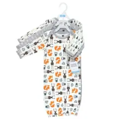 Hudson Baby Infant Boy Cotton Gowns, Unisex Moose, 0-6 Months