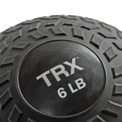 TRX 6 Pound Weighted Textured Tread Slip Resistant Rubber Slam Ball for High Intensity Full Body Workouts and Indoor or Outdoor Training, Black