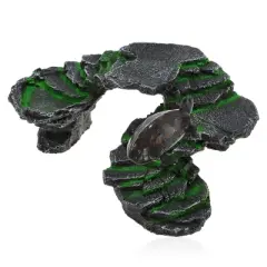 Unique Bargains Resin Tortoise Rock Turtle Basking Platform 8.3"x6.5"x3.6" Gray Green 1 Pc