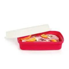 Tupperware Season Serve Marinating Food Storage Container:  Dishwasher-Safe, 12.5 Volume, Clear & Red