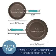 Rachael Ray Twin Pack Hard-Anodized Nonstick Skillet Set with Handles - Gray with Agave Blue: Oven & Dishwasher-Safe