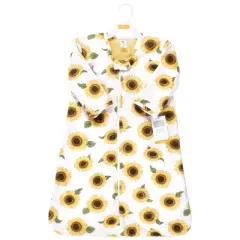 Hudson Baby Infant Girl Long Sleeve Plush Faux Fur Sleeping Bag, Wearable Blanket, Sunflower