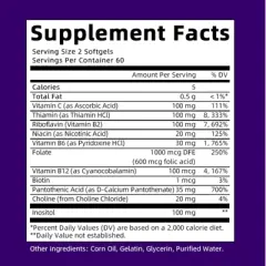 Mulittea Vitamin B Complex Capsules - B12,B2,B6,Vitamin C & Folic Acid,Reduce Stress,Immune & Energy Support,120ct