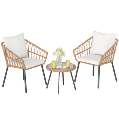 Costway 3 Piece Patio Bistro Set with Heavy Duty Metal Frame for Balcony Garden & Poolside