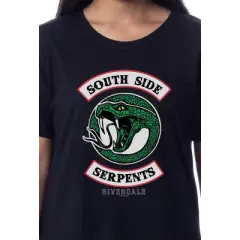 Riverdale Womens' Southside Serpents Sleep Pajama Shirt Nightgown Black
