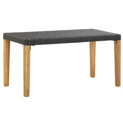 vidaXL Outdoor Patio Bench Park Garden Bench Poly Rattan and Solid Wood Acacia - Black