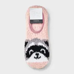Women's Raccoon 2pk Cozy Liner Socks - Pink/Oatmeal 4-10