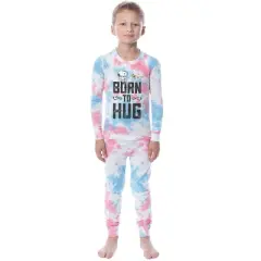 Peanuts Girls' Snoopy Born To Hug Unisex Child 2 Piece Sleep Pajama Set Multicolored