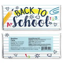 Big Dot of Happiness Back to School - Candy Bar Wrapper First Day of School Classroom Decorations and Favors - Set of 24
