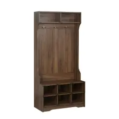 Saint Birch Brunei Hall Tree and Shoe Bench, Dark Walnut