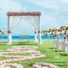 VEVOR 2PCS 31.5inch High Wedding Flower Stand, With Acrylic Laminate,Acrylic Vase Column Geometric Centerpiece Stands, Floral Display Rack